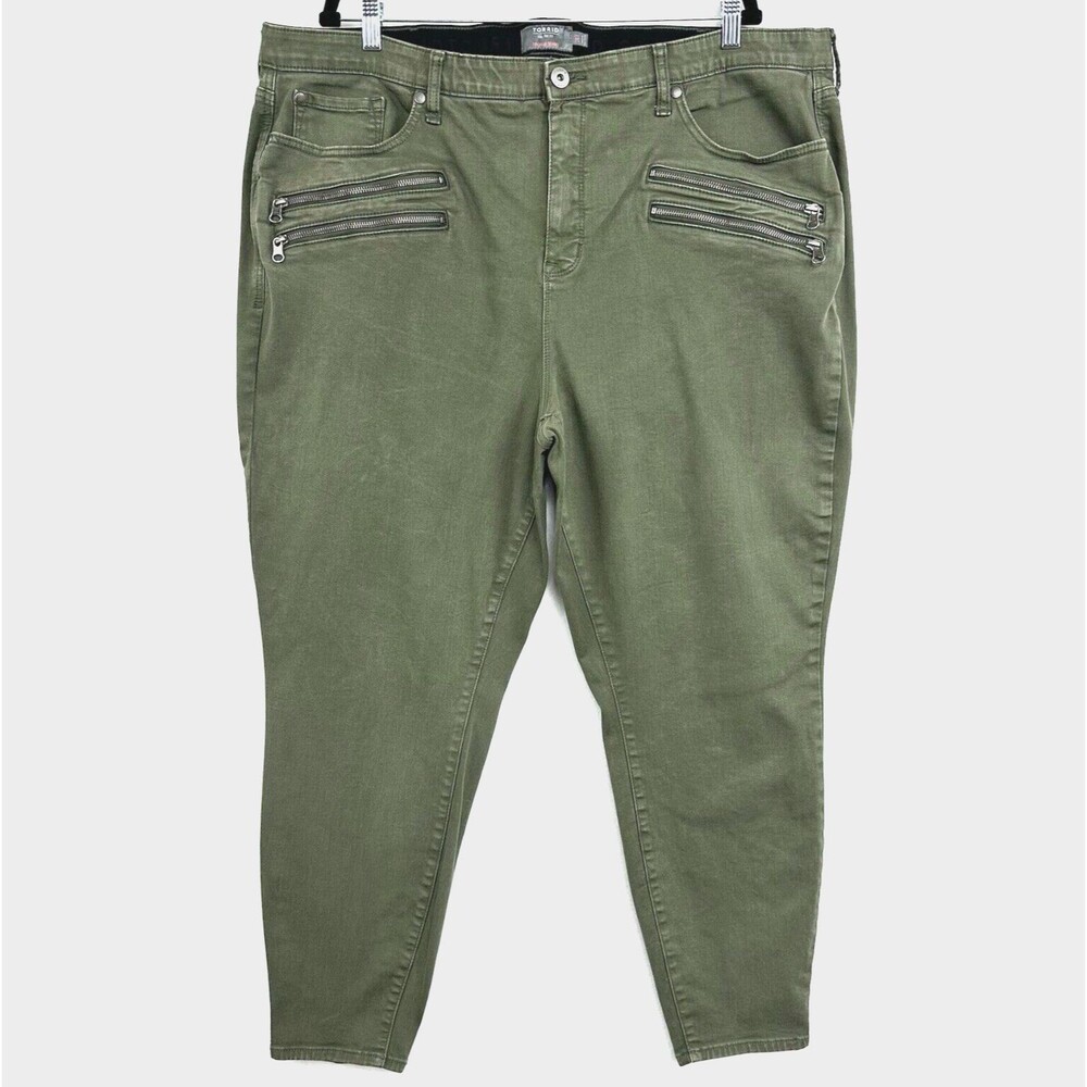 Torrid Sky High Skinny Super Soft Jeans Womens 26T Tall Stretch Olive Green